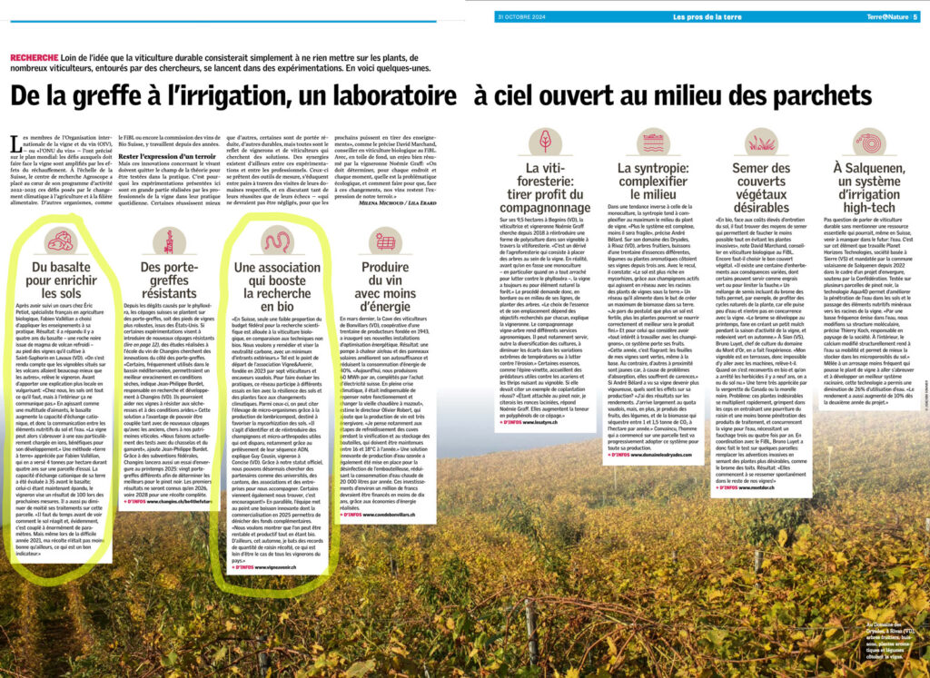 Article dans Terre&Nature oct 2024